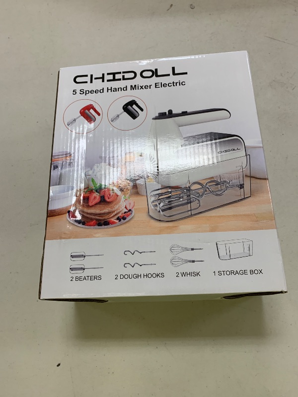 Photo 1 of 5-Speed Electric Hand Mixer, 800W Handheld Mixer with Turbo for Baking & Cooking, Kitchen Food Mixer with Storage Case & 5 Stainless Steel Attachments (2 Beaters, 2 Dough Hooks, 2 Whisks)-White