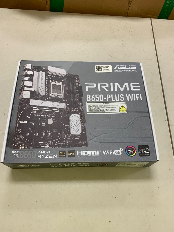 Photo 1 of ASUS Prime B650-PLUS WiFi AMD B650 AM5 Ryzen™ Desktop 9000 8000 & 7000 ATX Motherboard, DDR5, PCIe 5.0 M.2, 2.5Gb LAN, WiFi 6E, HDMI™, SATA 6 Gbps, USB Type-C®, BIOS Flashback™, Thunderbolt™ 4 Header