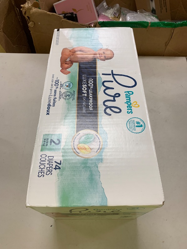 Photo 1 of Pampers Baby Diapers - Pure Protection - Size 2, 74 Count, for up to 100% Leakproof, Premium Plant-based Skin Protection
