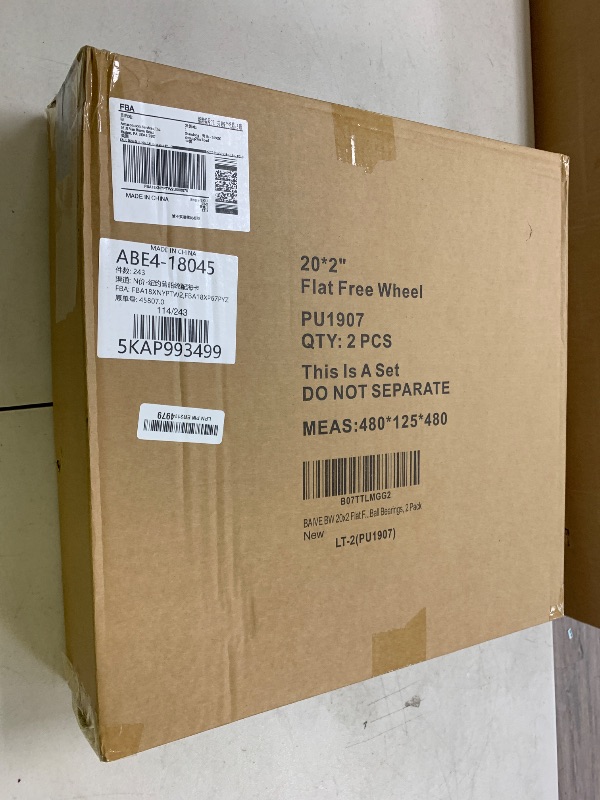 Photo 1 of BAIVE BW 2 Pcs 20" Flat Free Tires Polyurethane Non-inflated Tires Wheels, 20x2 Inch Tire with 3/4 Ball Bearings, 2.44" Centered Hub for Wheelbarrow, Garden Carts, Garden Trailers, Roofing Equipment