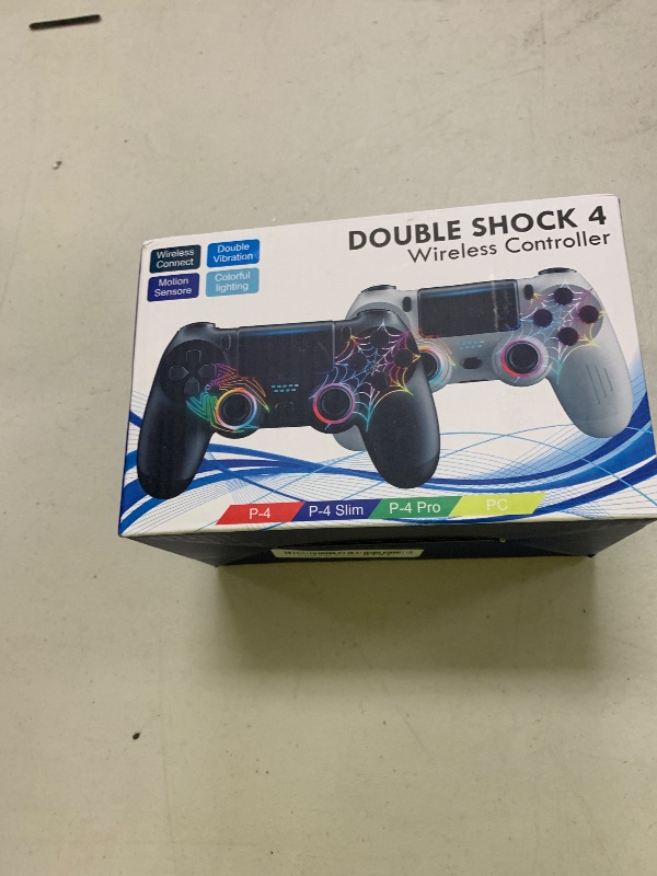 Photo 1 of 2 Pack Wireless Controller for PS4 - Controller fit for PlayStation 4/Pro/Slim/PC, Spider Pattern Design, 1000mAh Battery, Adjustable RGB, Double shock, 6-Axis Gyro, Built-in Speaker
