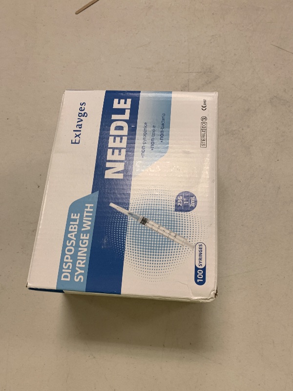Photo 1 of 100 Pack Disposable 3ml/cc Lab Syringes with 23Ga 1 Inch Needle Luer Lock, Individually Sealed Packed