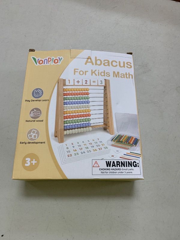 Photo 1 of Abacus for Kids Math - Wooden Abacus with 100 Counting Sticks and 112 Math Cards, Counting Toys for Preschool Learning, Educational Math Toys for Developing Fine Motor Skills, Math Calculation