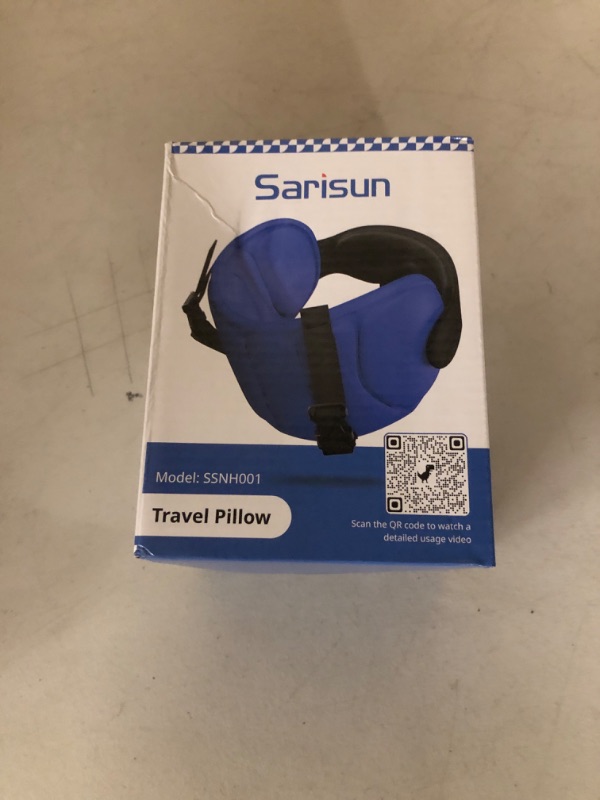 Photo 1 of SARISUN Travel Pillows for Airplanes, Airplane Pillow for Long Flight, Airplane Head Strap with Eye Mask for Sleep, Travel Neck Pillow for Car Road Trip, 360° Support Headrest, Stop Bobblehead, Black