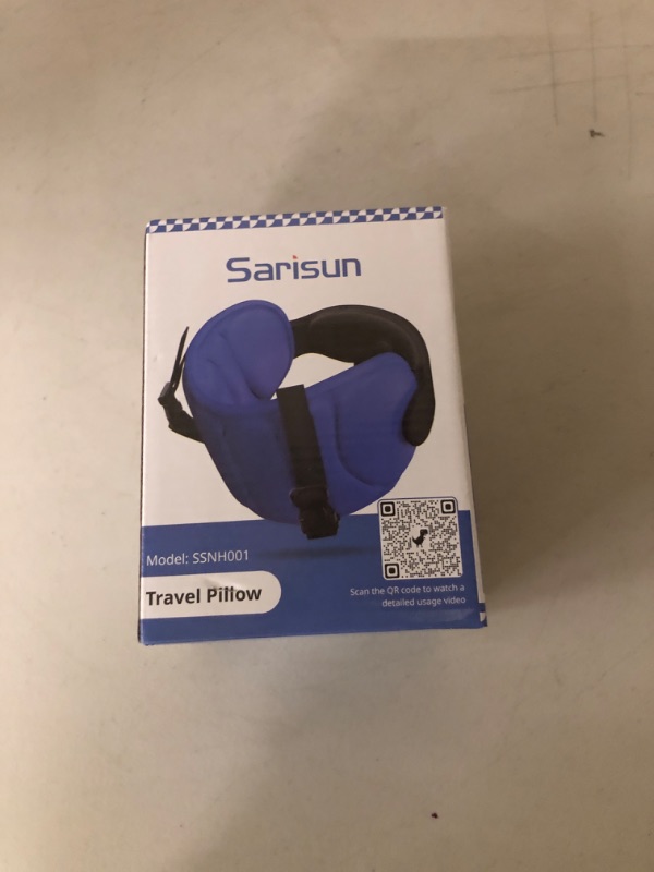Photo 1 of SARISUN Airplane Pillow Combo with Chin Strap, Travel Pillows for Airplanes with Sleep Eye Mask, Plane Pillow for Long Flights, Car Road Trip, 360° Headrest, Stop Bobblehead, Black