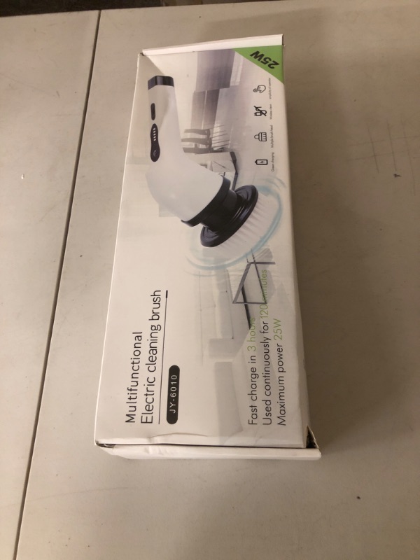 Photo 1 of Electric Spin Scrubber, Cordless Cleaning Brush, Shower Scrubber with 9 Floor Machine Pads, 2H Power Dual Speed, Adjustable Extension Handle, IPX7 Waterproof for Floor Carpet Tub Tile Car, O-White.