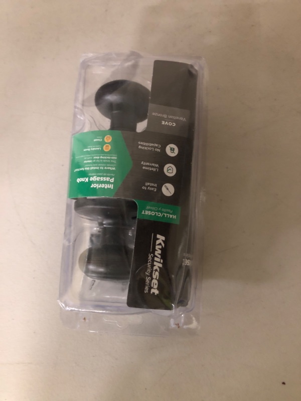 Photo 1 of Kwikset Cove Interior Passage Door Knob, Handle For Closet and Hallway Doors, Non-Locking Doorknob, Venetian Bronze