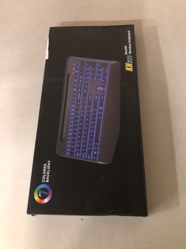 Photo 1 of Wireless Keyboard with 7 Colored Backlits, Wrist Rest, Phone Holder, Rechargeable Ergonomic Computer Keyboard with Silent Keys, Full Size Lighted Keyboard for Windows, MacBook, PC, Laptop (Black)