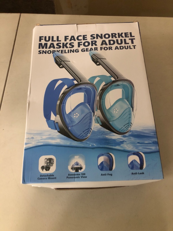 Photo 1 of QingSong Full Face Snorkel Mask for Adults, Snorkeling Gear with Camera Mount, 180 Degree Panoramic View Snorkel Set Anti-Fog Anti-Leak