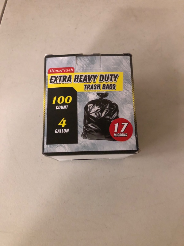 Photo 1 of 100 Count 17 Micron Extra Heavy Duty 4 Gallon Trash Bags, Sturdy & Tear-Resistant Small Trash Bags for Bathroom & Kitchen