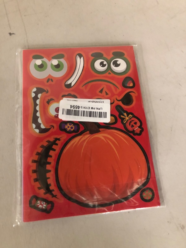 Photo 1 of 24 Sheets Halloween Pumpkin Face Stickers for Kids, 8 Styles Make Your Own Jack-O'-Lantern Stickers, DIY Create-A-Face Activity for Classroom, Family, Thanksgiving Day Crafts Party Favor