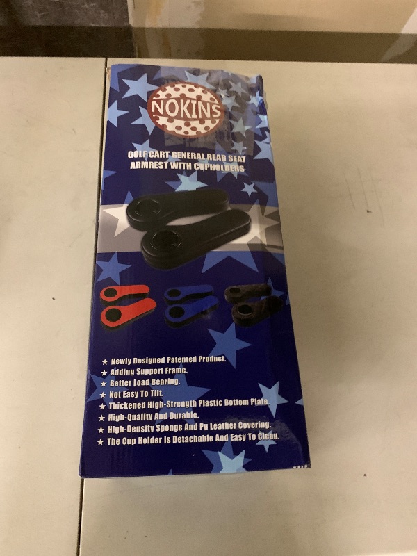 Photo 1 of NOKINS Golf cart flip armrest with Cup Holder, no Drilling Required, for Club car/EzGo/Yamaha, Club cart Black Stitching armrest kit