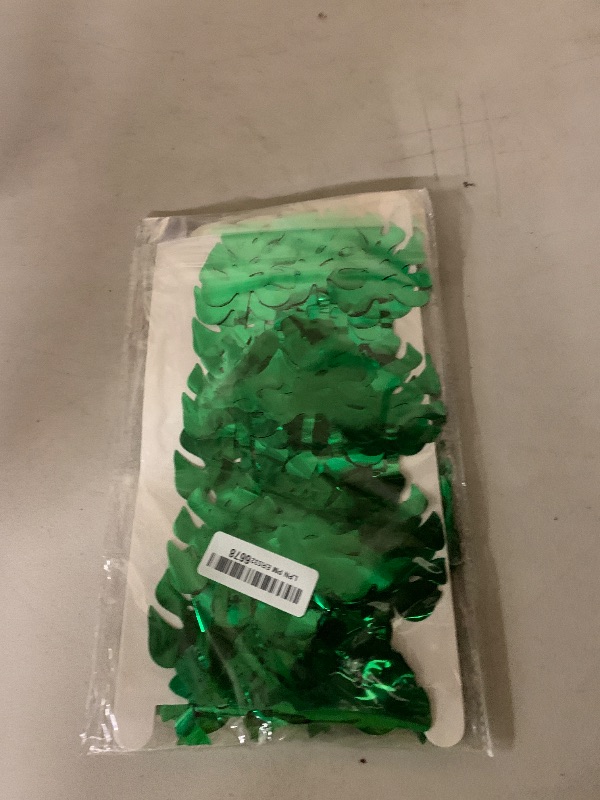 Photo 1 of Tropical Luau Party Decorations 2Pack of 3.3x6.6ft Green Tropical Palm Leaves Photo Booth Prop Jungle Leaf Foil Fringe Curtain,Photo Backdrop for Safari Birthday Decorations Hawaiian Themed Dino Party