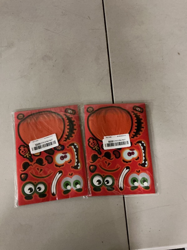Photo 1 of 24 Sheets Halloween Pumpkin Face Stickers for Kids, 8 Styles Make Your Own Jack-O'-Lantern Stickers, DIY Create-A-Face Activity for Classroom, Family, Thanksgiving Day Crafts Party Favor 2pack 
