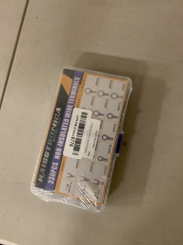 Photo 1 of haisstronica 330PCS Non-Insulated Wire Connectors Kit,Brazed Seam Fork Ring Terminals of Tinned Red Copper,AWG 22-10 Electrical Wire Crimp Connectors