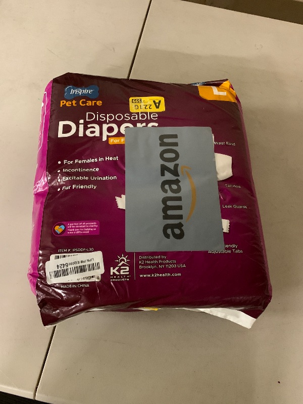 Photo 1 of Inspire Pet Care Dog Diapers Female Dogs | Bulk Value Doggie Incontinence, Accidents, for Heat, Pee or Period and Housebreaking (Large (30 Count))