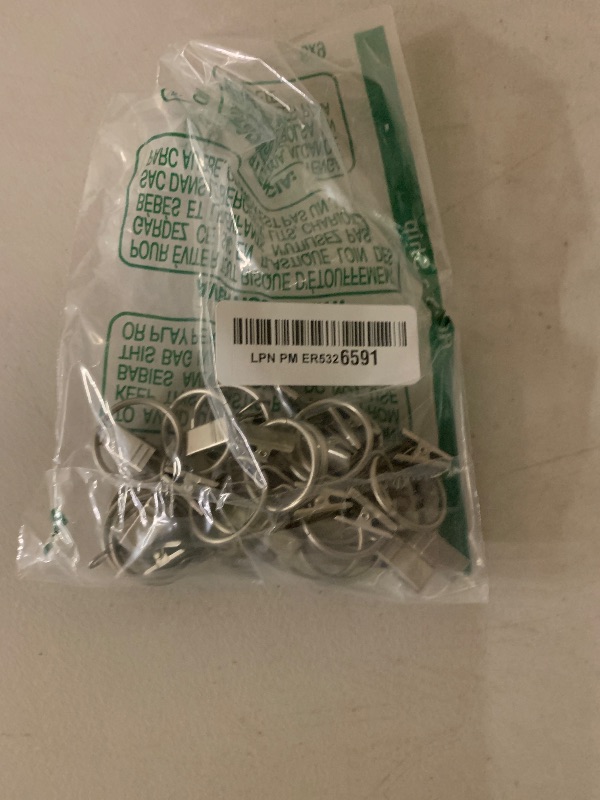 Photo 1 of Lansian 20pcs Rustproof Drapery Matte Stainless Steel Metal Curtain Rings with Clips,Tension Curtain Hangers Clips, Decorative Curtain Rod Window, Matte Silver (1" Interior Diameter)
