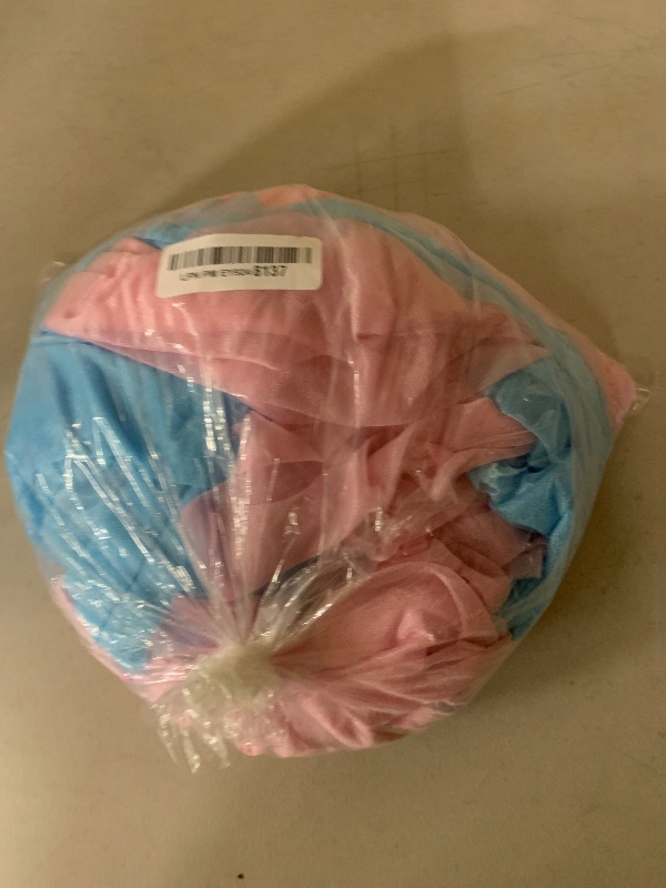 Photo 1 of Besutolife Blue Pink Tulle Tablecloth for Rectangle Tables 6ft 3 Sides for Wedding Birthday Party Baby Shower Cake Dessert Buffet Banquet Table Decorations