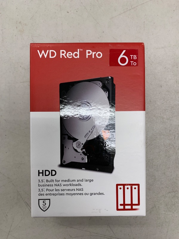 Photo 1 of Western Digital 6TB WD Red Pro NAS Internal Hard Drive HDD - 7200 RPM, SATA 6 Gb/s, CMR, 256 MB Cache, 3.5" - WD6005FFBX