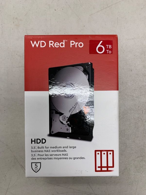 Photo 1 of Western Digital 6TB WD Red Pro NAS Internal Hard Drive HDD - 7200 RPM, SATA 6 Gb/s, CMR, 256 MB Cache, 3.5" - WD6005FFBX
