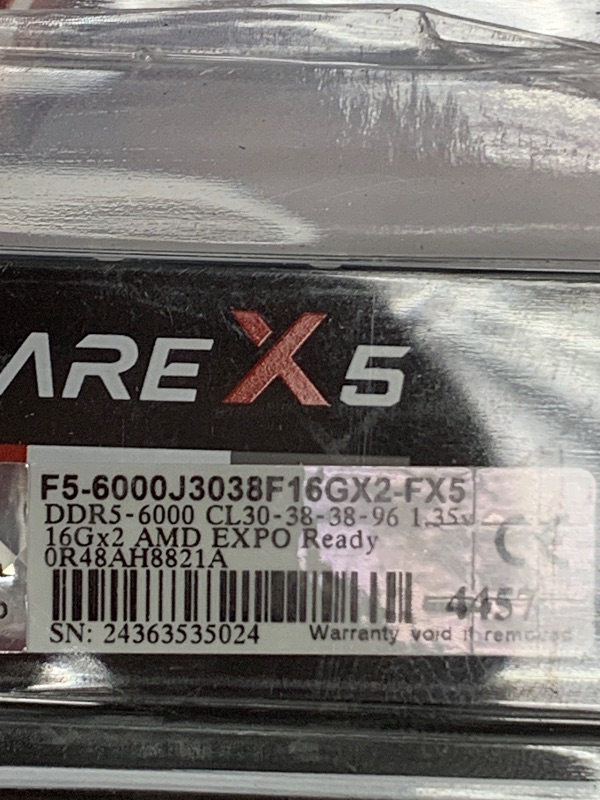 Photo 1 of G.SKILL Flare X5 Series DDR5 RAM (AMD Expo) 32GB (2x16GB) 6000MT/s CL30-38-38-96 1.35V Desktop Computer Memory U-DIMM - Matte Black (F5-6000J3038F16GX2-FX5)