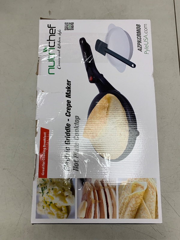 Photo 1 of Nutrichef Electric Crepe Maker | 8-inch Nonstick Cooktop with On/Off Switch | Cooks Roti, Tortillas & Pancakes | Automatic Temperature Control & Cool Touch Handle | Includes Food Bowl, Whisk & Spatula