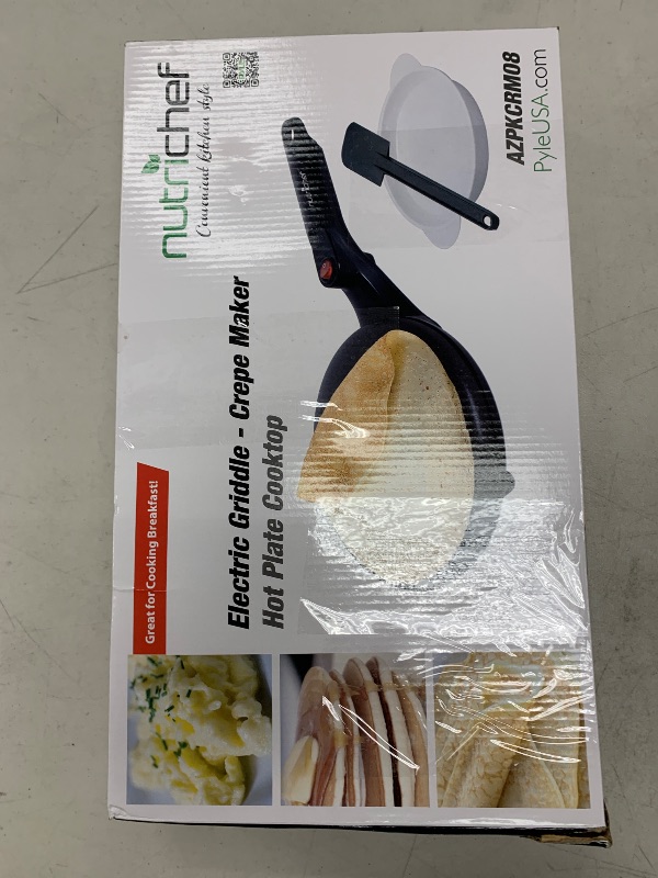Photo 1 of Nutrichef Electric Crepe Maker | 8-inch Nonstick Cooktop with On/Off Switch | Cooks Roti, Tortillas & Pancakes | Automatic Temperature Control & Cool Touch Handle | Includes Food Bowl, Whisk & Spatula