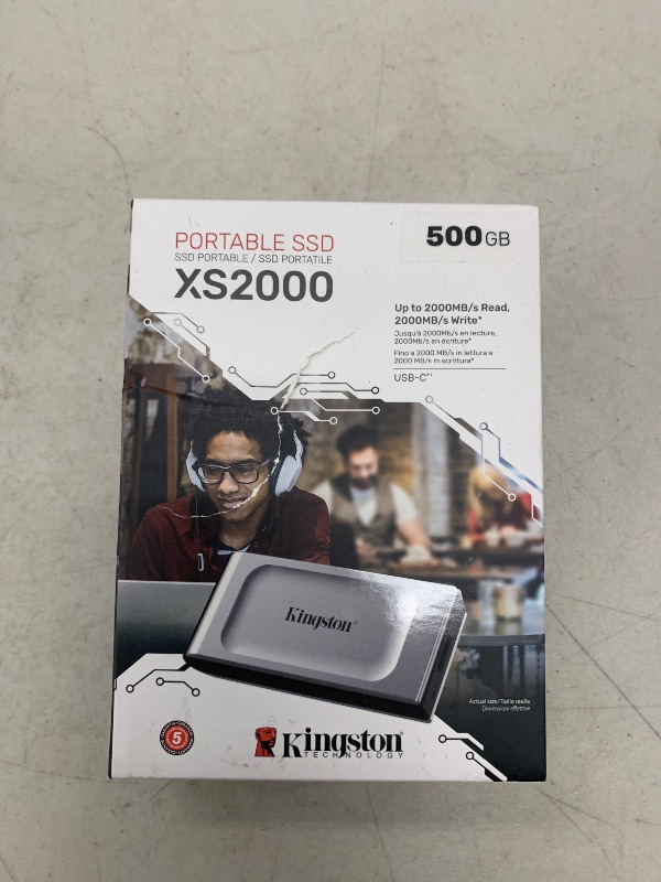 Photo 1 of Kingston XS2000 500G High Performance Portable SSD with USB-C | Pocket-sized | USB 3.2 Gen 2x2 | External Solid State Drive | Up to 2000MB/s | SXS2000/500G