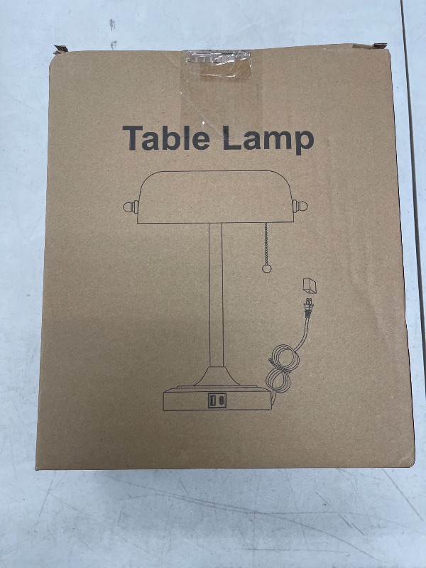 Photo 1 of Vintage Desk Lamp Bankers Lamp - Brown Retro Table Lamp with USB & Type C Charging Ports Traditional Pull Chain Switch Library Lamp for Home Office Bedroom Nightstand Side Table Lamp(Bulb Included)