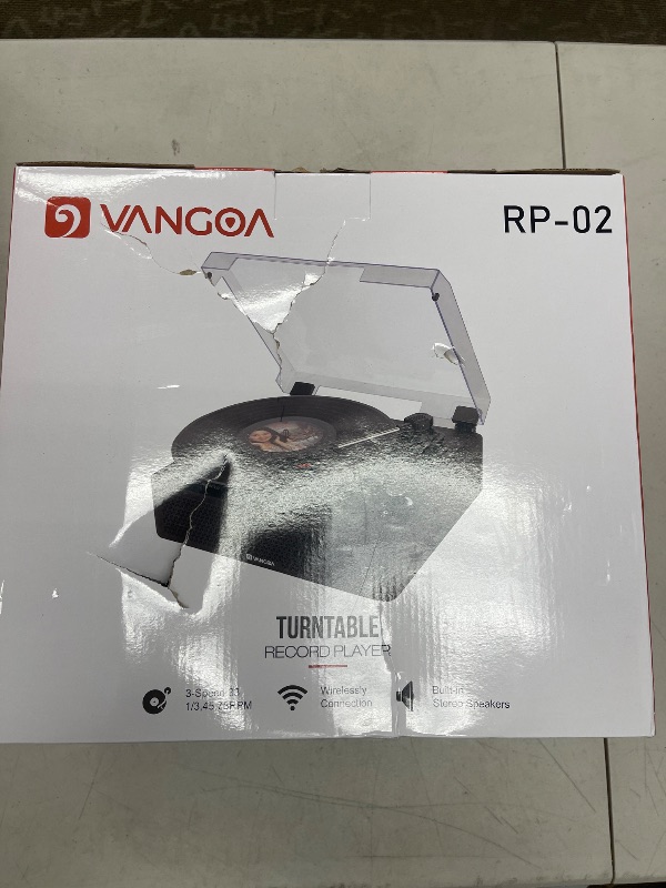 Photo 1 of Vangoa Vinyl Record Player Turntable with 2 Built-in Speakers, Wireless Record Player 3 Speed 3 Size, Portable Vintage Belt-Driven Turntables for Vinyl Records, Black