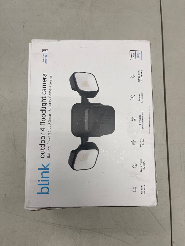 Photo 1 of Blink Outdoor 4 Floodlight Camera (newest model), Wire-free smart security camera, 700 lumens, two-year battery life, HD live view, enhanced motion detection, Works with Alexa- 1 camera system