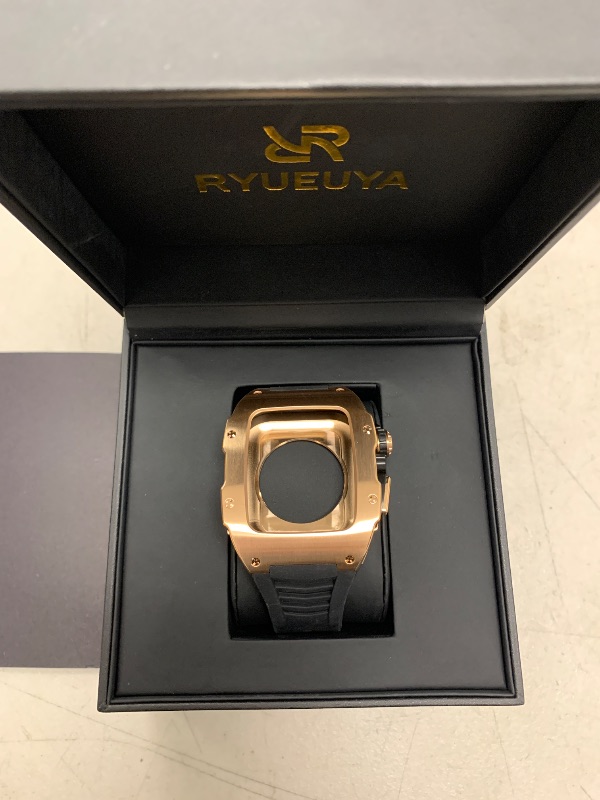Photo 1 of RYUEUYA Luxury Designer Rugged Metal Case with Band, Compatible for Apple Watch Series 8/7 45mm and SE/6/5/4 44mm, Stainless Steel Military Protective Cover,44/45mm,RBM-BR