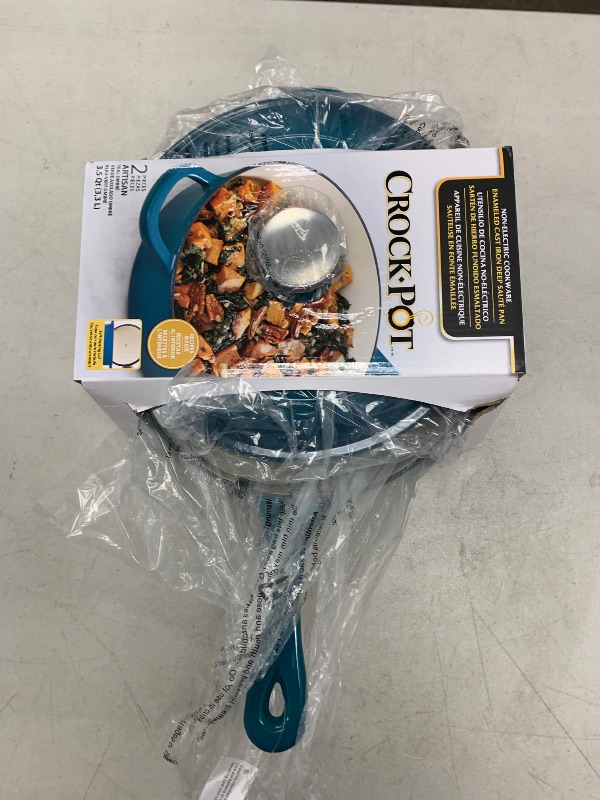 Photo 1 of Crock Pot Artisan 3.5 Quart Enameled Cast Iron Deep Sauté Pan, Teal Ombre