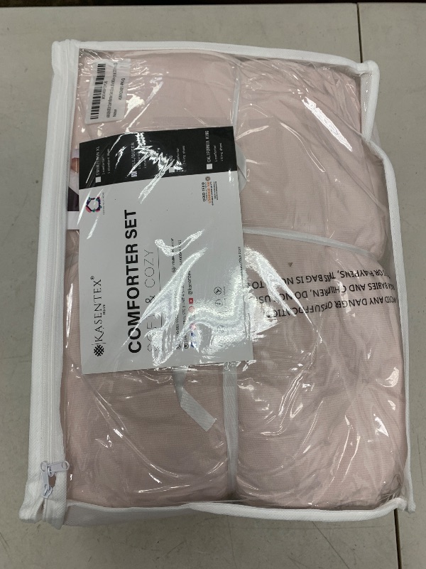 Photo 1 of KASENTEX Queen Size Pink Comforter Set 3 Piece,Seersucker Breathable Fabric,Lightweight Fluffy Down Alternative,Box Stitch Quilting, All Season Machine Washable with 2 Pillow Shams
