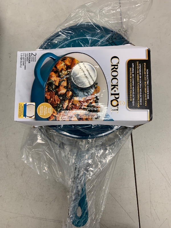 Photo 1 of Crock Pot Artisan 3.5 Quart Enameled Cast Iron Deep Sauté Pan, Teal Ombre