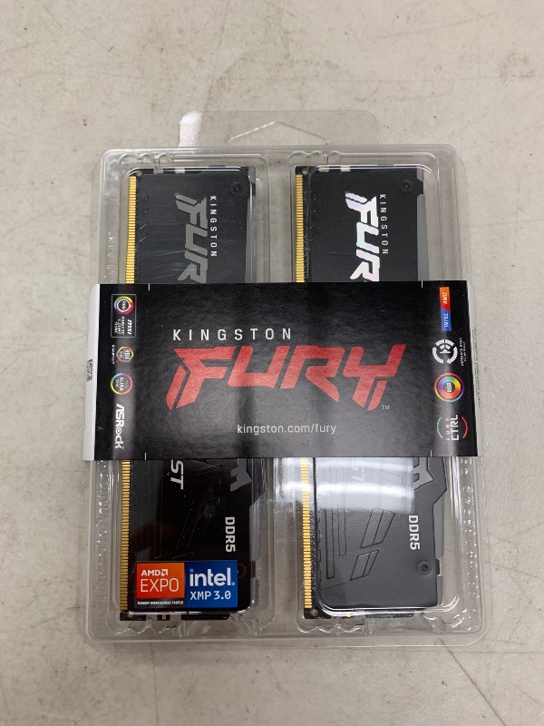 Photo 1 of Kingston FURY Beast 16GB (2x8GB) 5200MT/s DDR5 CL36 RGB Desktop Memory Kit of 2 | Infrared Syncing | AMD Expo | Plug N Play | KF552C36BBEAK2-16