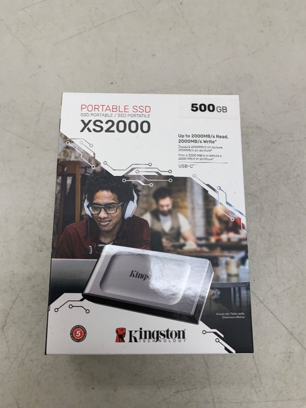 Photo 1 of Kingston XS2000 500G High Performance Portable SSD with USB-C | Pocket-sized | USB 3.2 Gen 2x2 | External Solid State Drive | Up to 2000MB/s | SXS2000/500G