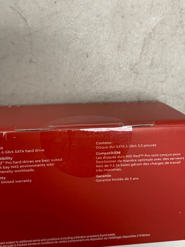 Photo 1 of Western Digital 6TB WD Red Pro NAS Internal Hard Drive HDD - 7200 RPM, SATA 6 Gb/s, CMR, 256 MB Cache, 3.5" - WD6005FFBX