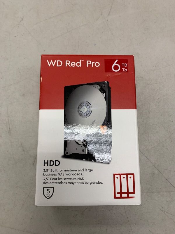 Photo 1 of Western Digital 6TB WD Red Pro NAS Internal Hard Drive HDD - 7200 RPM, SATA 6 Gb/s, CMR, 256 MB Cache, 3.5" - WD6005FFBX