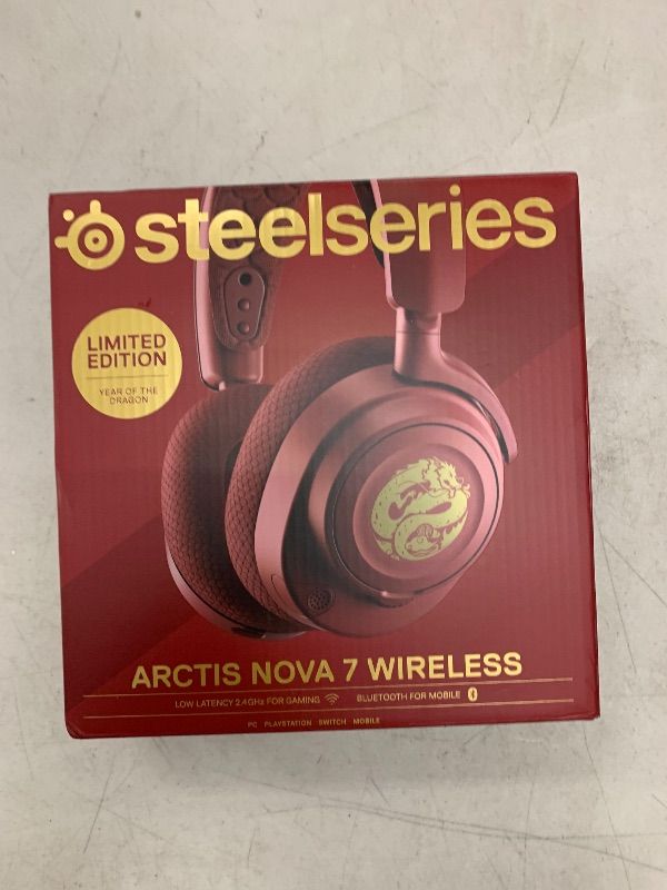 Photo 1 of SteelSeries Arctis Nova 7 Wireless Multi-Platform Gaming Headset – Dragon Edition – Two Speaker Plate Sets — Dual Wireless 2.4GHz & Bluetooth – 38 HR Fast Charge Battery – PC, PS, Mac, Mobile, Switch