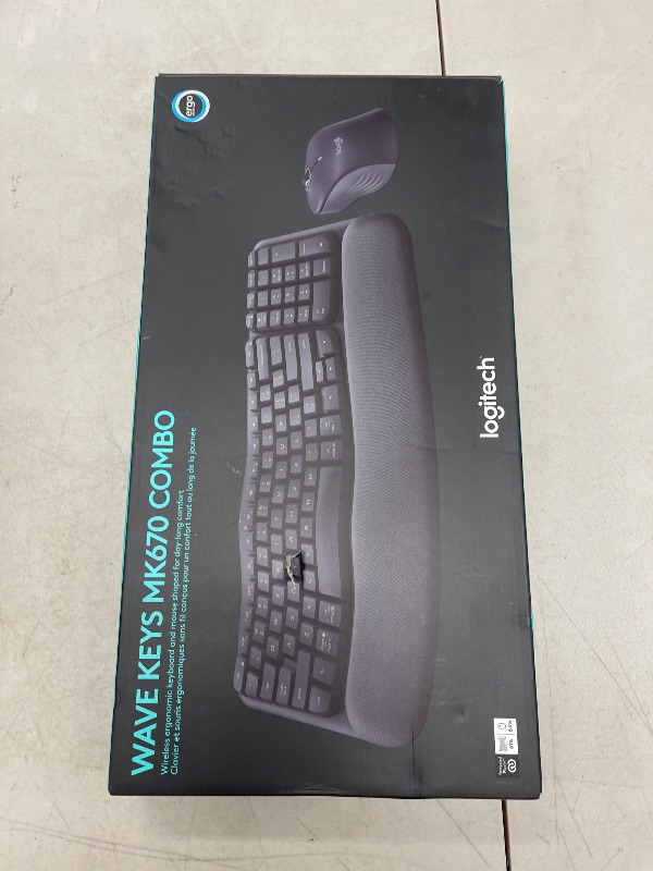 Photo 1 of Logitech Wave Keys MK670 Combo, Wireless Ergonomic Keyboard with Signature M550 L Wireless Mouse, Comfortable Natural Typing, Bluetooth, Logi Bolt, for Multi-OS, Windows/Mac - Graphite