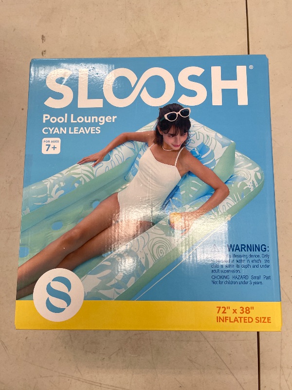 Photo 1 of SLOOSH Inflatable Tanning Pool Lounger Float,72" x 38" Daybed Pool Floats Adults with Cup Holders, Adjustable Backrest Tanning Pool Lounger Chair, Floaties Rafts (Cyan)