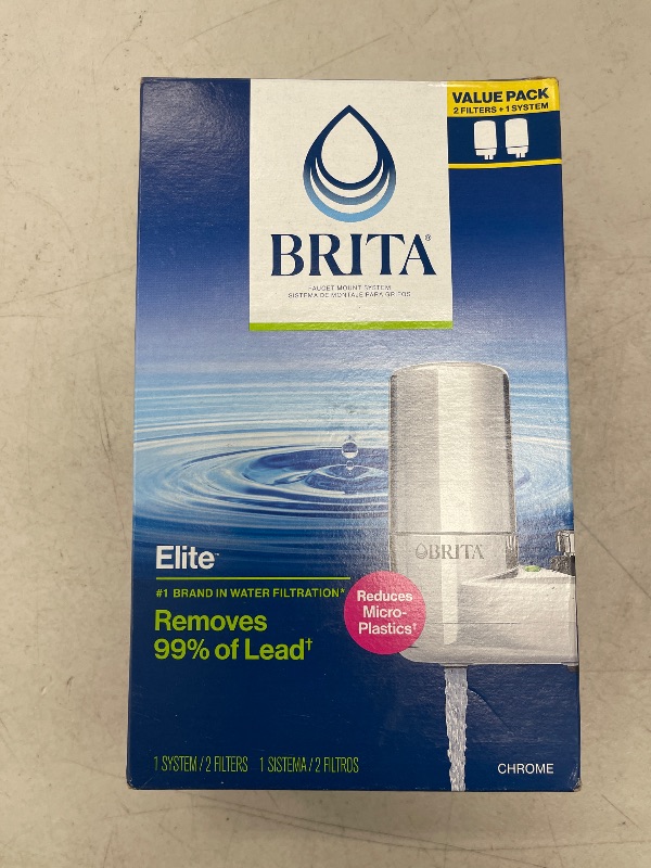 Photo 1 of Brita Basic Faucet Mount Water Filtration System, BPA-Free Faucet Water Purifier for Sink, Reduces 99% of Lead, Filter Replaces 2,250 Plastic Water Bottles a Year, Lasts Four Months, Includes 1 System/2 Filters, Chrome