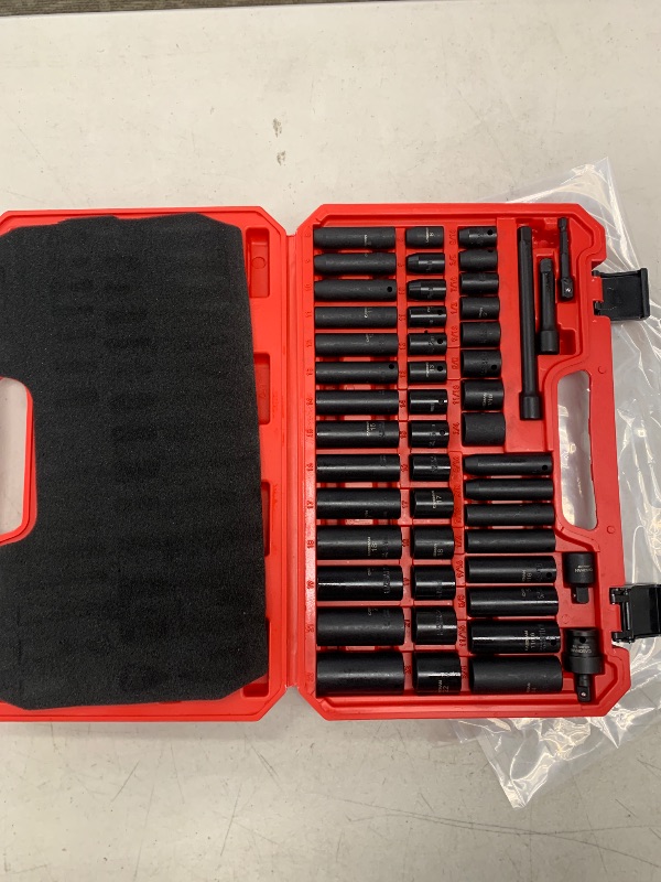 Photo 1 of CASOMAN 1/2-Inch Drive Shallow Impact Socket Set, Metric, 10mm-32mm, CR-V, 6-Point, 20-Piece 1/2" Shallow Sockets Set with Extension Bar and Universal Joints

