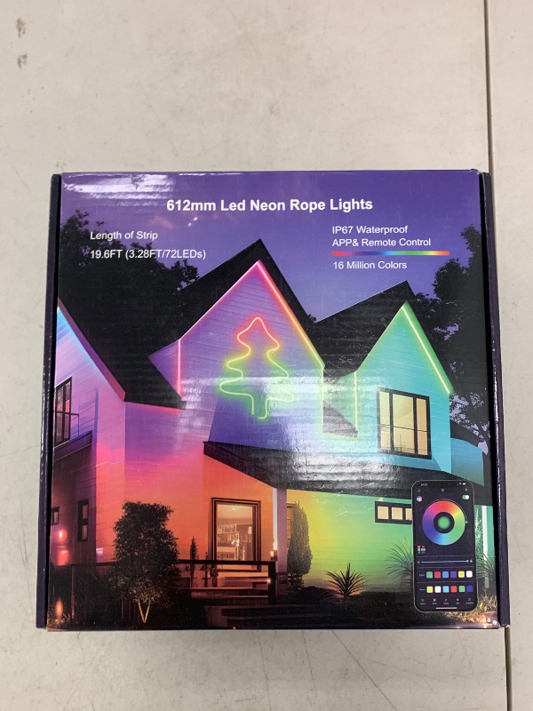 Photo 1 of Neon Rope Lights, JIAMEI 100FT RGB LED Strip Lights, App Control, IR Remote, Music Syncing, Outdoor IP67 Waterproof, Flexible Neon Strip Lights Cuttable for Bedroom, Gaming, Party(2 Rolls of 50FT)
