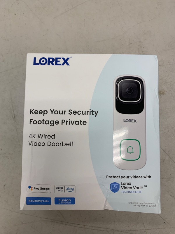 Photo 1 of Lorex 4K Wired WiFi Smart Video Doorbell Camera w/No Subscription Fee - Smart Security Lighting, Night Vision, Motion Detection, Requires Existing Wiring (White)