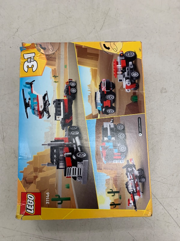 Photo 1 of LEGO Creator 3 in 1 Flatbed Truck with Helicopter Toy, Transforms from Flatbed Truck Toy to Propeller Plane to Hot Rod and SUV Car Toys, Gift Idea for Boys and Girls Ages 7 Years Old and Up, 31146