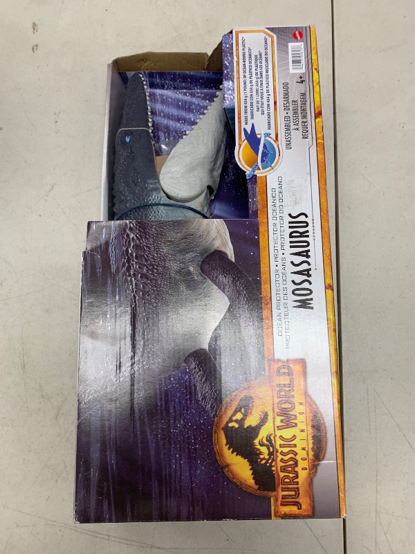 Photo 1 of Jurassic World Dominion Ocean Protector Mosasaurus Dinosaur Action Figure from 1 Pound of Recycled Plastic, Movable Joints, Toy Gift with Physical and Digital Play