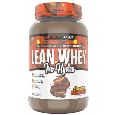 Photo 1 of MuscleSport, Lean Whey, Iso-Hydro, Chocolate Peanut Butter, 2 Lbs (908 G)
