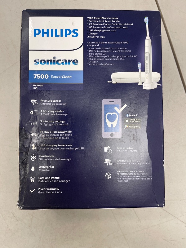 Photo 1 of Philips Sonicare ExpertClean 7500 White, Rechargeable Electric Power Toothbrush, HX9690/06